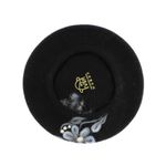 Fashion, accesorii si bijuterii - Femei - Accesorii femei - Caciuli si palarii femei - Bereta de dama, din lana, Evita, one size, model floral impaslit, Negru - BSC795 - Infinity.ro
