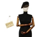 Fashion, accesorii si bijuterii - Femei - Accesorii femei - Caciuli si palarii femei - Bereta de dama, din lana, Evita, one size, model floral impaslit, Negru - BSC795 - Infinity.ro