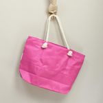 Fashion, accesorii si bijuterii - Femei - Accesorii femei - Genti si rucsacuri femei - Geanta de plaja, din material sintetic, ButicCochet, 55 x 37 cm, Alb cu roz - GND577 - Infinity.ro