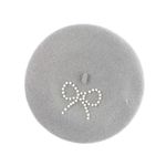 Fashion, accesorii si bijuterii - Femei - Accesorii femei - Caciuli si palarii femei - Bereta de dama, din lana, Buticcochet, model cu perle, one size, Gri - BSC849 - Infinity.ro