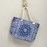 Fashion, accesorii si bijuterii - Femei - Accesorii femei - Genti si rucsacuri femei - Geanta de plaja, din material sintetic, ButicCochet, 55 x 37 cm, model mandala, Bleumarin - GND570 - Infinity.ro