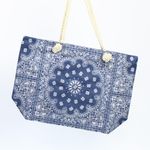 Fashion, accesorii si bijuterii - Femei - Accesorii femei - Genti si rucsacuri femei - Geanta de plaja, din material sintetic, ButicCochet, 55 x 37 cm, model mandala, Bleumarin - GND570 - Infinity.ro