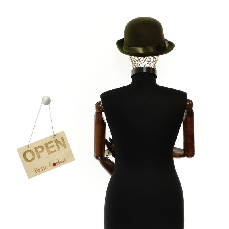 Fashion, accesorii si bijuterii - Femei - Accesorii femei - Caciuli si palarii femei - Palarie dama, din lana, bor mic, ButicCochet, marime 53-58 reglabila, Kaki - PAL1849 - Infinity.ro