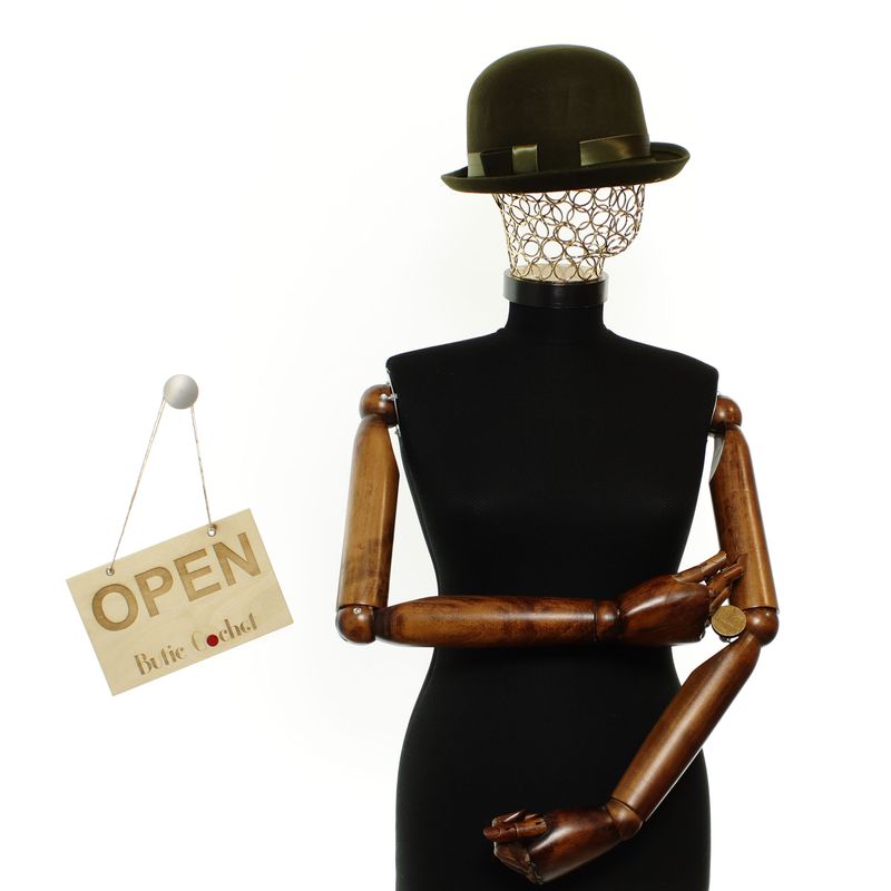 Fashion, accesorii si bijuterii - Femei - Accesorii femei - Caciuli si palarii femei - Palarie dama, din lana, bor mic, ButicCochet, marime 53-58 reglabila, Kaki - PAL1849 - Infinity.ro