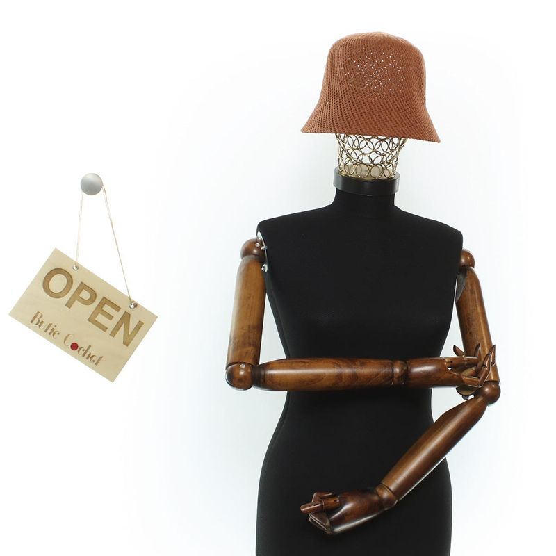 Fashion, accesorii si bijuterii - Femei - Accesorii femei - Caciuli si palarii femei - Palarie de soare, Dama, din poliester, Buticcochet, One size, Caramiziu - PAL1724 - Infinity.ro