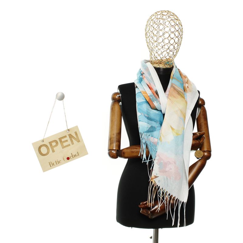 Fashion, accesorii si bijuterii - Femei - Accesorii femei - Esarfe si fulare femei - Esarfa de dama, din 30% viscoza 70% poliester, Buticcochet, 75x180 cm, Multicolor - ES3287 - Infinity.ro