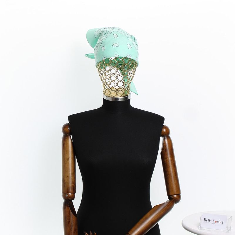 Fashion, accesorii si bijuterii - Femei - Accesorii femei - Esarfe si fulare femei - Bandana din bumbac, dimensiune 55 x 55 cm, imprimeu mandala, Buticcochet, Verde menta - ES2193 - Infinity.ro