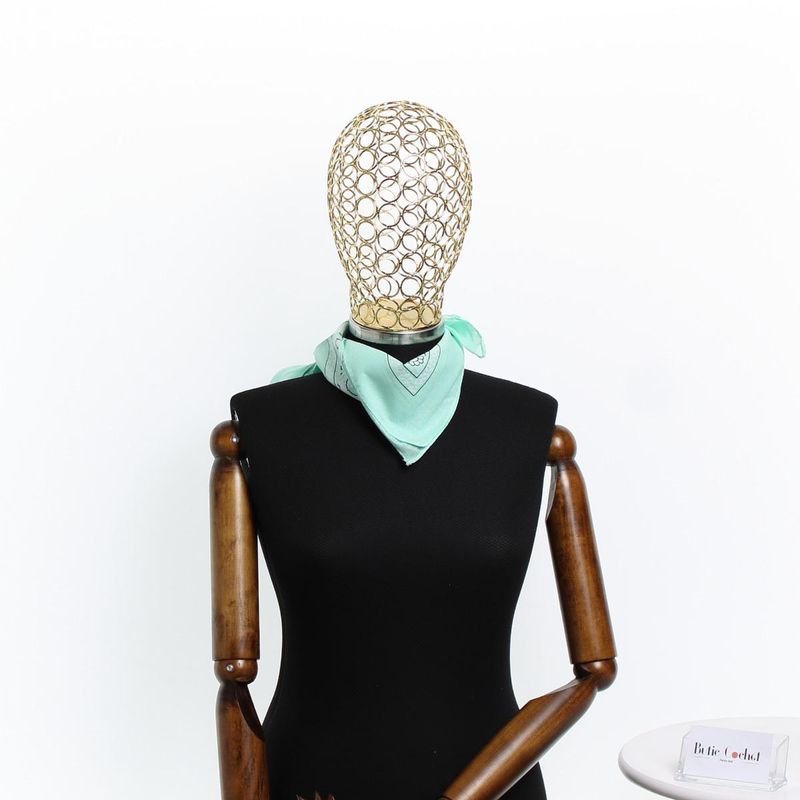 Fashion, accesorii si bijuterii - Femei - Accesorii femei - Esarfe si fulare femei - Bandana din bumbac, dimensiune 55 x 55 cm, imprimeu mandala, Buticcochet, Verde menta - ES2193 - Infinity.ro