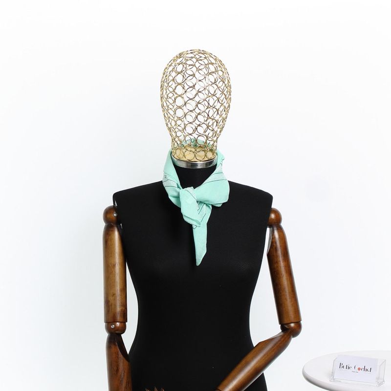 Fashion, accesorii si bijuterii - Femei - Accesorii femei - Esarfe si fulare femei - Bandana din bumbac, dimensiune 55 x 55 cm, imprimeu mandala, Buticcochet, Verde menta - ES2193 - Infinity.ro