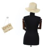 Fashion, accesorii si bijuterii - Femei - Accesorii femei - Caciuli si palarii femei - Palarie de soare, ButicCochet, dama, din paie de hartie, cu snur decorative, one size, Bej - PAL1818 - Infinity.ro