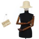Fashion, accesorii si bijuterii - Femei - Accesorii femei - Caciuli si palarii femei - Palarie de soare, ButicCochet, dama, din paie de hartie, cu snur decorative, one size, Bej - PAL1818 - Infinity.ro