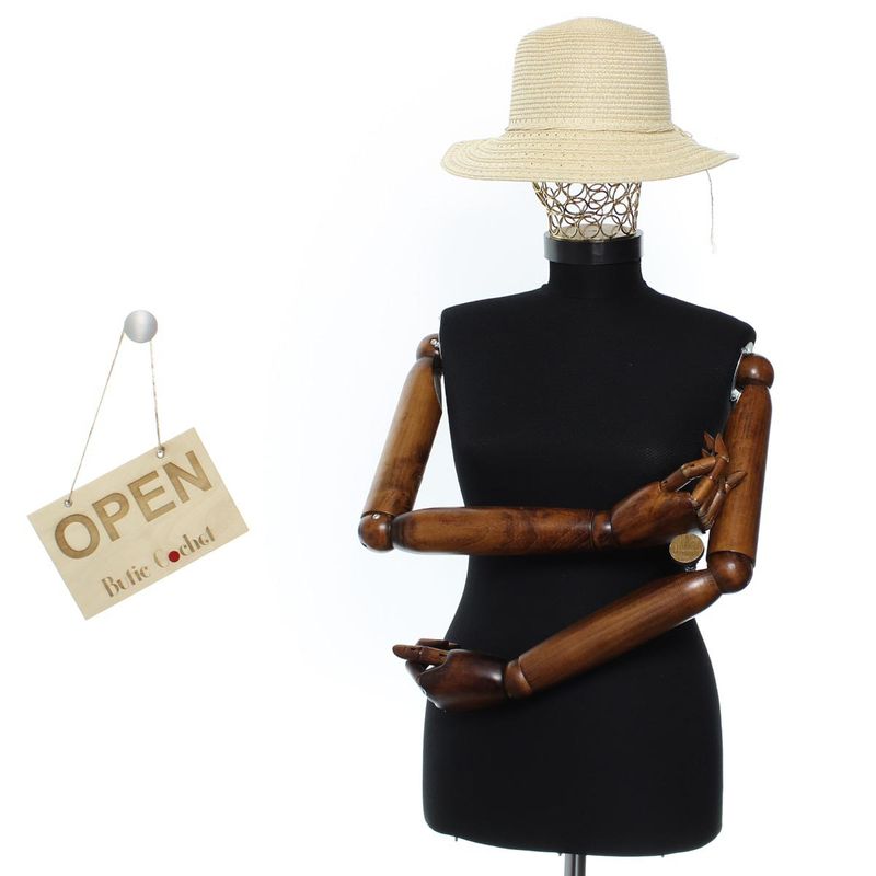 Fashion, accesorii si bijuterii - Femei - Accesorii femei - Caciuli si palarii femei - Palarie de soare, ButicCochet, dama, din paie de hartie, cu snur decorative, one size, Bej - PAL1818 - Infinity.ro