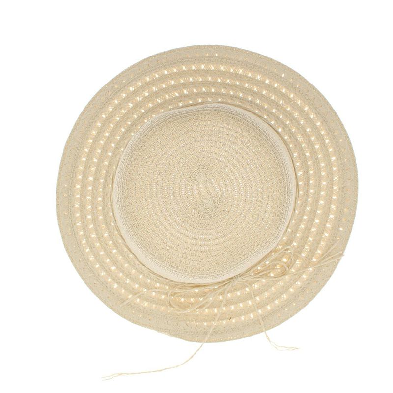 Fashion, accesorii si bijuterii - Femei - Accesorii femei - Caciuli si palarii femei - Palarie de soare, ButicCochet, dama, din paie de hartie, cu snur decorative, one size, Bej - PAL1818 - Infinity.ro