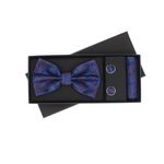 Fashion, accesorii si bijuterii - Barbati - Accesorii barbati - Cravate si papioane barbati - Set 3 piese, papion, butoni si batista, pentru barbati, ButicCochet, Albastru electric - SETP272 - Infinity.ro