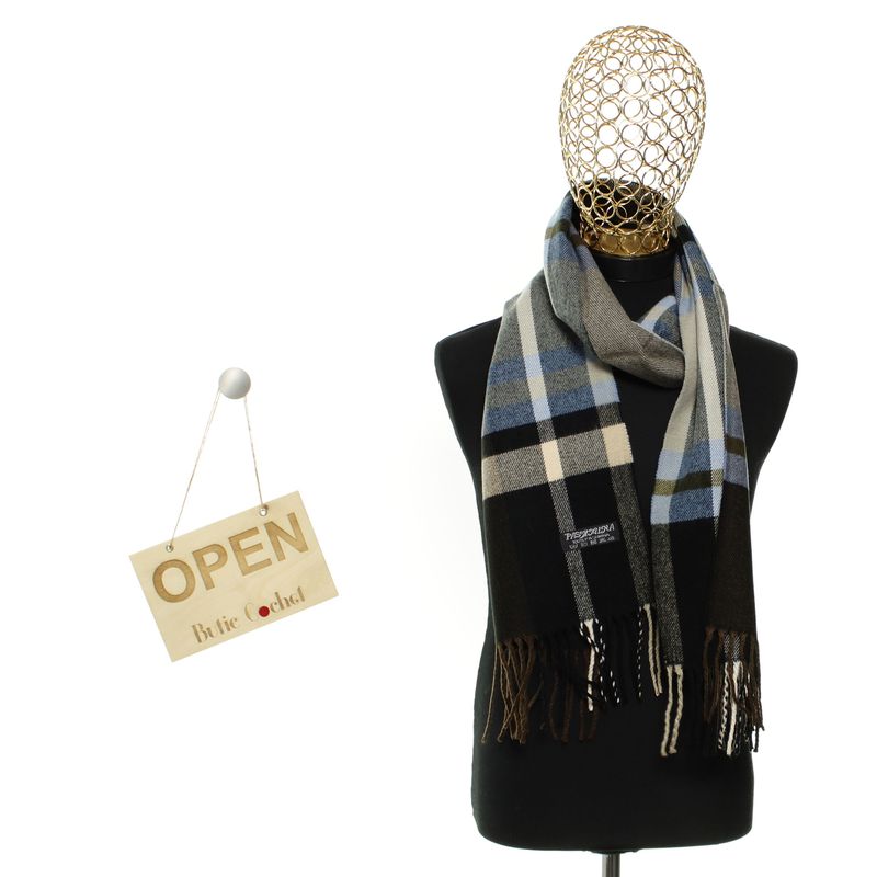 Fashion, accesorii si bijuterii - Barbati - Accesorii barbati - Esarfe si fulare barbati - Esarfa barbati, din lana, pashmina, 31x170 cm, model carouri, Buticcochet, Multicolor - ES3176 - Infinity.ro