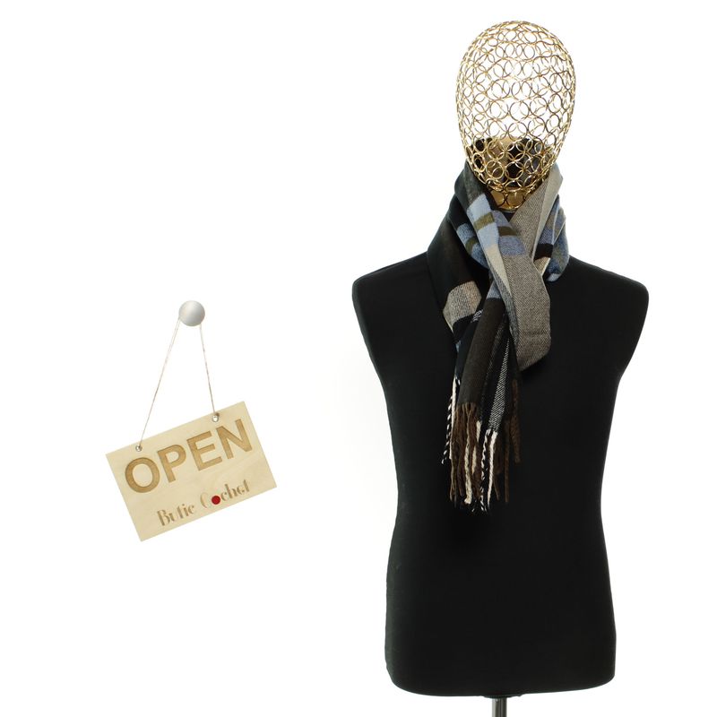 Fashion, accesorii si bijuterii - Barbati - Accesorii barbati - Esarfe si fulare barbati - Esarfa barbati, din lana, pashmina, 31x170 cm, model carouri, Buticcochet, Multicolor - ES3176 - Infinity.ro