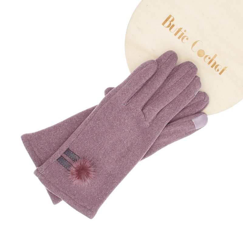 Fashion, accesorii si bijuterii - Femei - Accesorii femei - Manusi femei - Manusi dama, de iarna, din material sintetic si bumbac, cu degete, one size, Mov - MA355 - Infinity.ro
