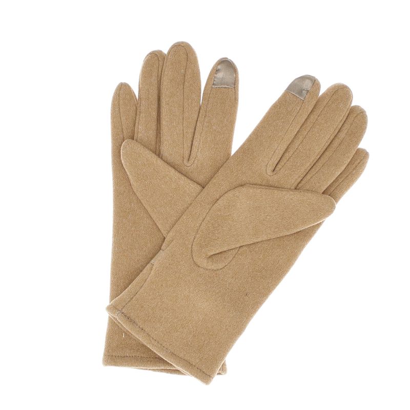 Fashion, accesorii si bijuterii - Femei - Accesorii femei - Manusi femei - Manusi dama, de iarna, din material sintetic si bumbac, cu degete, model cu fundita, one size, Bej inchis - MA323 - Infinity.ro