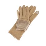 Fashion, accesorii si bijuterii - Femei - Accesorii femei - Manusi femei - Manusi dama, de iarna, din material sintetic si bumbac, cu degete, model cu fundita, one size, Bej inchis - MA323 - Infinity.ro