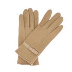 Fashion, accesorii si bijuterii - Femei - Accesorii femei - Manusi femei - Manusi dama, de iarna, din material sintetic si bumbac, cu degete, model cu fundita, one size, Bej inchis - MA323 - Infinity.ro