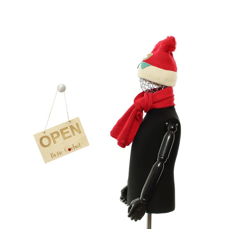 Fashion, accesorii si bijuterii - Copii - Accesorii copii - Caciuli si palarii copii - Set caciula si fular, pentru copii, Buticcochet, din viscoza si sintetic, model cu ursulet, Rosu - SETF281 - Infinity.ro