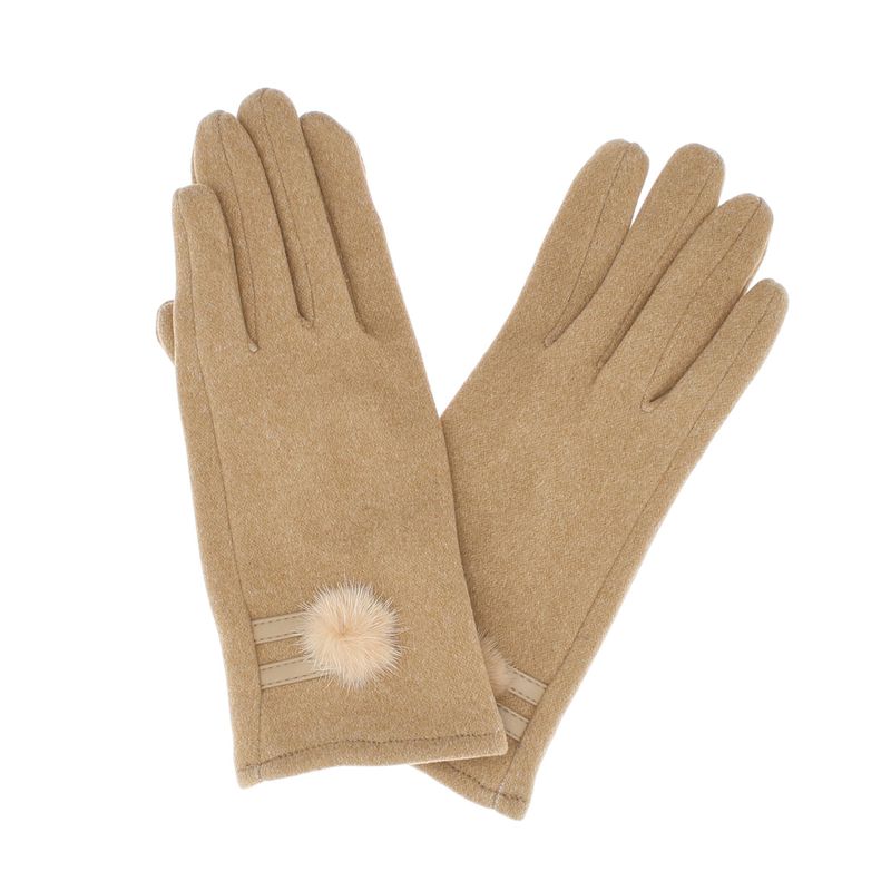 Fashion, accesorii si bijuterii - Femei - Accesorii femei - Manusi femei - Manusi dama, de iarna, din material sintetic si bumbac, cu degete, one size, Bej inchis - MA360 - Infinity.ro