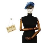Fashion, accesorii si bijuterii - Femei - Accesorii femei - Caciuli si palarii femei - Bereta de dama, din lana, Evita, one size, model floral impaslit, Albastru - BSC806 - Infinity.ro