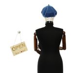 Fashion, accesorii si bijuterii - Femei - Accesorii femei - Caciuli si palarii femei - Bereta de dama, din lana, Evita, one size, model floral impaslit, Albastru - BSC806 - Infinity.ro