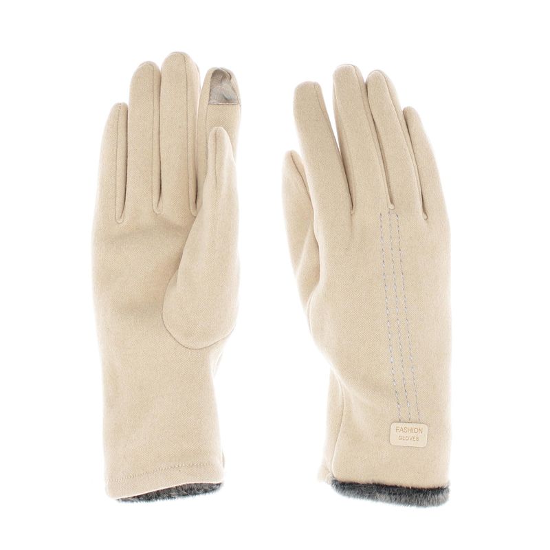 Fashion, accesorii si bijuterii - Femei - Accesorii femei - Manusi femei - Manusi dama, de iarna, din material sintetic si bumbac, cu degete, one size, Bej - MA339 - Infinity.ro