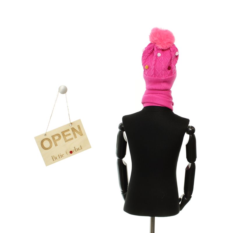 Fashion, accesorii si bijuterii - Copii - Accesorii copii - Caciuli si palarii copii - Set caciula si fular, pentru copii, Buticcochet, din viscoza si sintetic, model inima, Fucsia - SETF286 - Infinity.ro