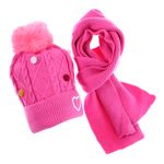 Fashion, accesorii si bijuterii - Copii - Accesorii copii - Caciuli si palarii copii - Set caciula si fular, pentru copii, Buticcochet, din viscoza si sintetic, model inima, Fucsia - SETF286 - Infinity.ro