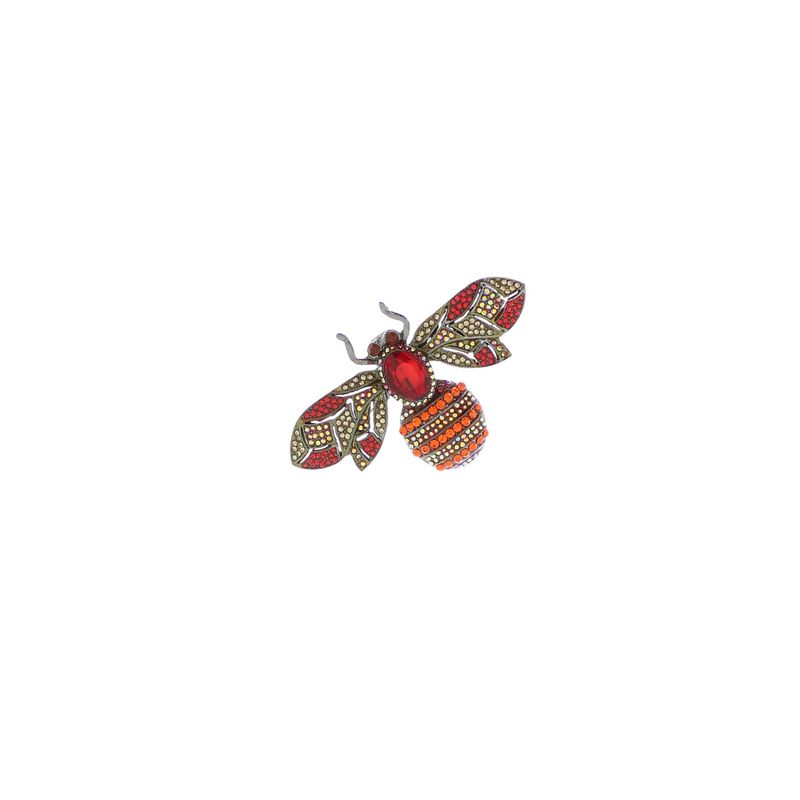 Market - Cadouri - Martisoare - Accesoriu dama, Brosa, din metal, Buticcochet, 5x8 cm, model Albina, Portocaliu - MR603 - Infinity.ro