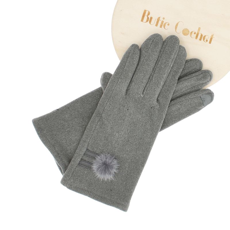 Fashion, accesorii si bijuterii - Femei - Accesorii femei - Manusi femei - Manusi dama, de iarna, din material sintetic si bumbac, cu degete, one size, Gri - MA356 - Infinity.ro