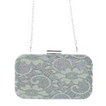 Fashion, accesorii si bijuterii - Femei - Accesorii femei - Genti si rucsacuri femei - Geanta plic, clutch pentru dama, ButicCochet, material sintetic, cu dantela 20x12x5 cm, Gri inchis - GND344 - Infinity.ro