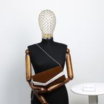 Fashion, accesorii si bijuterii - Femei - Accesorii femei - Genti si rucsacuri femei - Geanta plic, de dama, material sintetic catifelat, ButicCochet, 26x13x6 cm, cu strasuri, Maro - GND476 - Infinity.ro