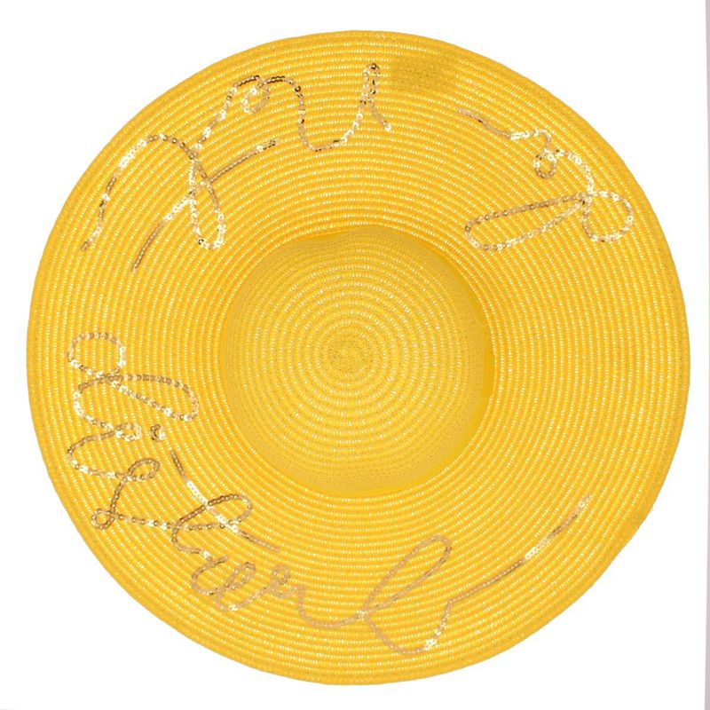 Fashion, accesorii si bijuterii - Femei - Accesorii femei - Caciuli si palarii femei - Palarie de soare, dama, bor 15 cm, Anoul, one size, model cu paiete, Galben - PAL1781 - Infinity.ro