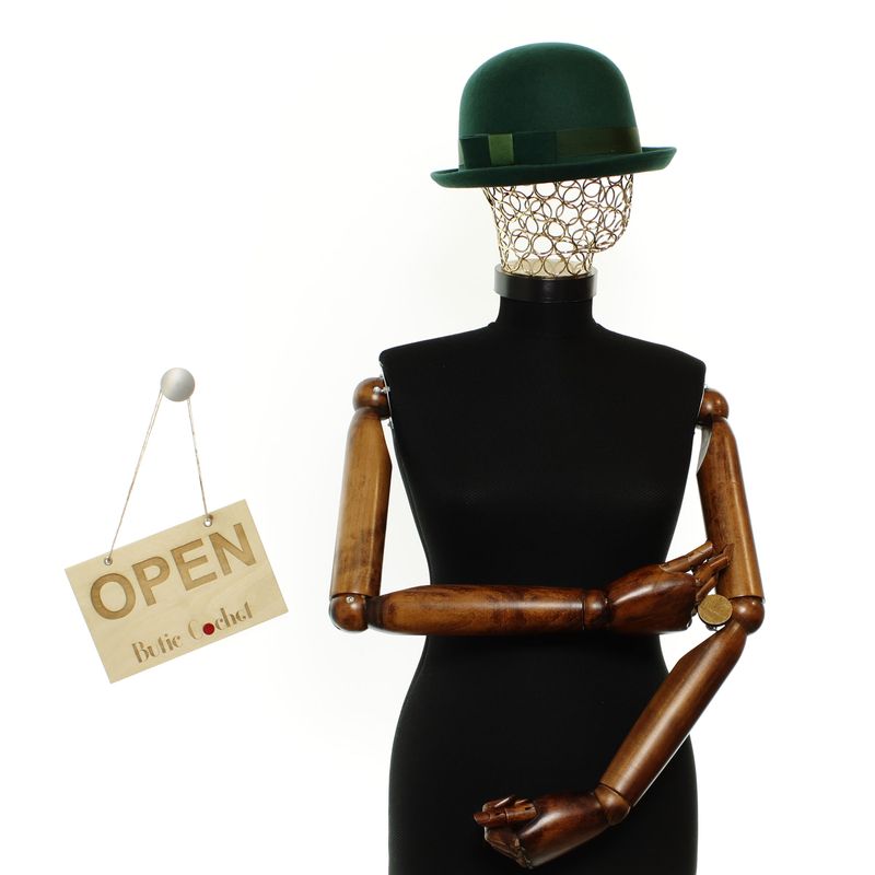 Fashion, accesorii si bijuterii - Femei - Accesorii femei - Caciuli si palarii femei - Palarie dama, din lana, bor mic, ButicCochet, marime 53-58 reglabila, Verde - PAL1852 - Infinity.ro