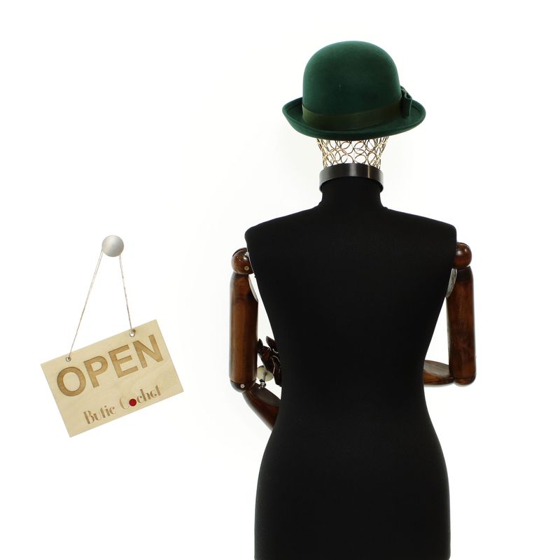 Fashion, accesorii si bijuterii - Femei - Accesorii femei - Caciuli si palarii femei - Palarie dama, din lana, bor mic, ButicCochet, marime 53-58 reglabila, Verde - PAL1852 - Infinity.ro