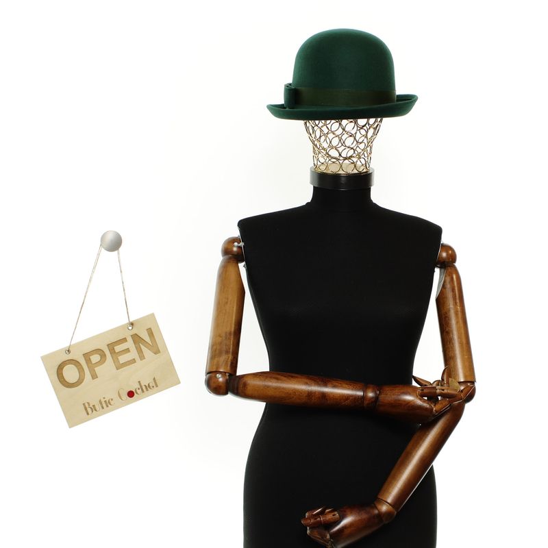 Fashion, accesorii si bijuterii - Femei - Accesorii femei - Caciuli si palarii femei - Palarie dama, din lana, bor mic, ButicCochet, marime 53-58 reglabila, Verde - PAL1852 - Infinity.ro