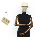 Fashion, accesorii si bijuterii - Femei - Accesorii femei - Caciuli si palarii femei - Palarie de soare, Dama, din paie de hartie, Buticcochet, bor mic, One size, catarama decorativa, Crem - PAL1700 - Infinity.ro