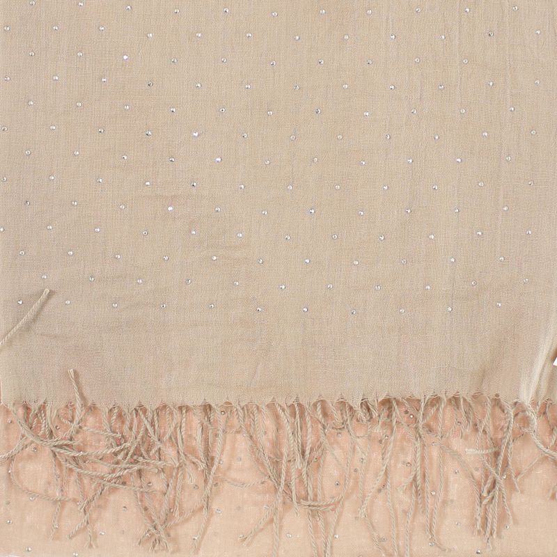 Fashion, accesorii si bijuterii - Femei - Accesorii femei - Esarfe si fulare femei - Esarfa de dama, din 30% viscoza 70% poliester, Buticcochet, 75x180 cm, model cu strasuri, Bej inchis - ES3254 - Infinity.ro