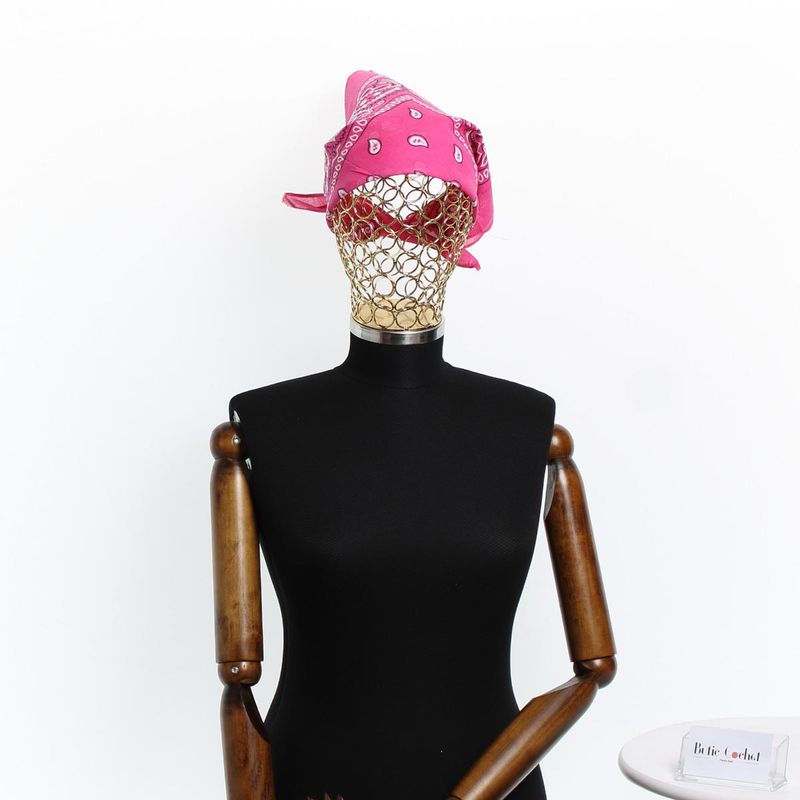 Fashion, accesorii si bijuterii - Femei - Accesorii femei - Esarfe si fulare femei - Bandana din bumbac, dimensiune 55 x 55 cm, imprimeu mandala, Buticcochet, Roz - ES2196 - Infinity.ro