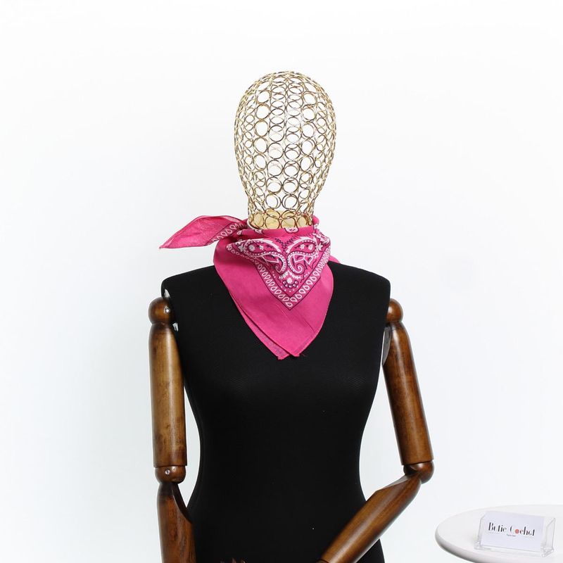 Fashion, accesorii si bijuterii - Femei - Accesorii femei - Esarfe si fulare femei - Bandana din bumbac, dimensiune 55 x 55 cm, imprimeu mandala, Buticcochet, Roz - ES2196 - Infinity.ro