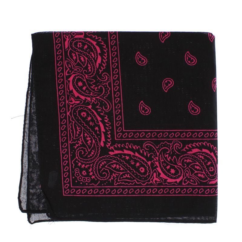 Fashion, accesorii si bijuterii - Femei - Accesorii femei - Esarfe si fulare femei - Bandana din bumbac, dimensiune 55 x 55 cm, imprimeu mandala, Buticcochet, Negru cu roz - ES2203 - Infinity.ro