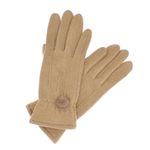 Fashion, accesorii si bijuterii - Femei - Accesorii femei - Manusi femei - Manusi dama, de iarna, din material sintetic si bumbac, cu degete, model cu ciucure, one size, Bej inchis - MA335 - Infinity.ro
