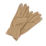 Fashion, accesorii si bijuterii - Femei - Accesorii femei - Manusi femei - Manusi dama, de iarna, din material sintetic si bumbac, cu degete, model cu ciucure, one size, Bej inchis - MA335 - Infinity.ro