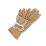 Fashion, accesorii si bijuterii - Femei - Accesorii femei - Manusi femei - Manusi dama, de iarna, din material sintetic si bumbac, cu degete, model cu ciucure, one size, Bej inchis - MA335 - Infinity.ro
