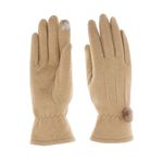 Fashion, accesorii si bijuterii - Femei - Accesorii femei - Manusi femei - Manusi dama, de iarna, din material sintetic si bumbac, cu degete, model cu ciucure, one size, Bej inchis - MA335 - Infinity.ro