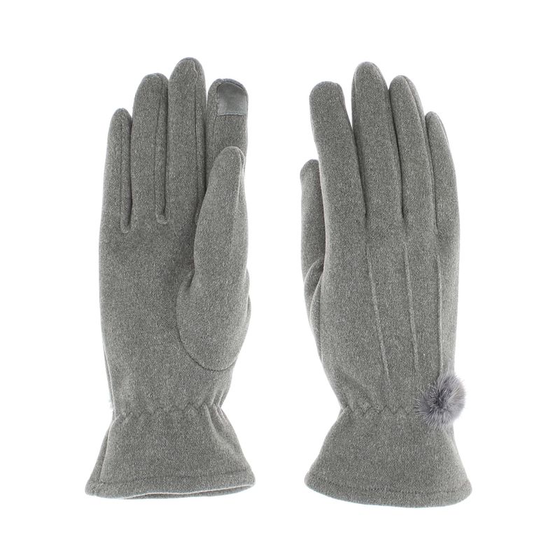 Fashion, accesorii si bijuterii - Femei - Accesorii femei - Manusi femei - Manusi dama, de iarna, din material sintetic si bumbac, cu degete, model cu ciucure, one size, Gri - MA332 - Infinity.ro