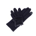 Fashion, accesorii si bijuterii - Femei - Accesorii femei - Manusi femei - Manusi dama, de iarna, din material sintetic si bumbac, cu degete, model cu fundita, one size, Bleumarin - MA325 - Infinity.ro